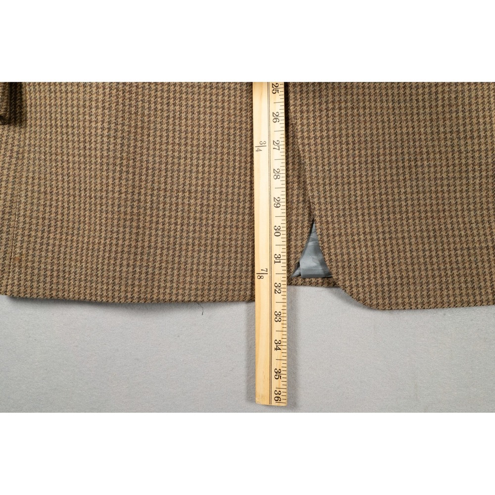 Polo Ralph Lauren Men 46R Lambswool Houndstooth Blazer Brown Sport Coat USA Made - Picture 8 of 12